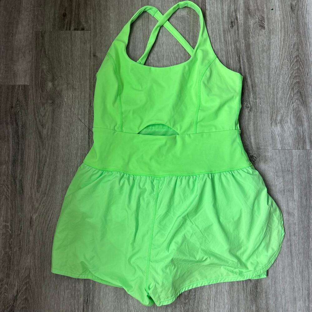 Free People Movement Hot Shot Romper Neon Green Athletic Running Size Large - Picture 2 of 8